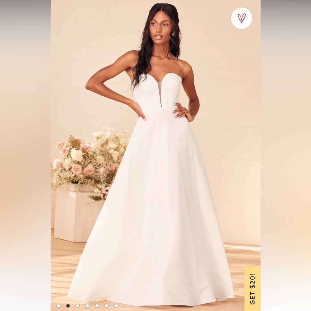 NWT Wedding Dress -Storybook Romance White Glitter Lace-Up Strapless A-Line Gown